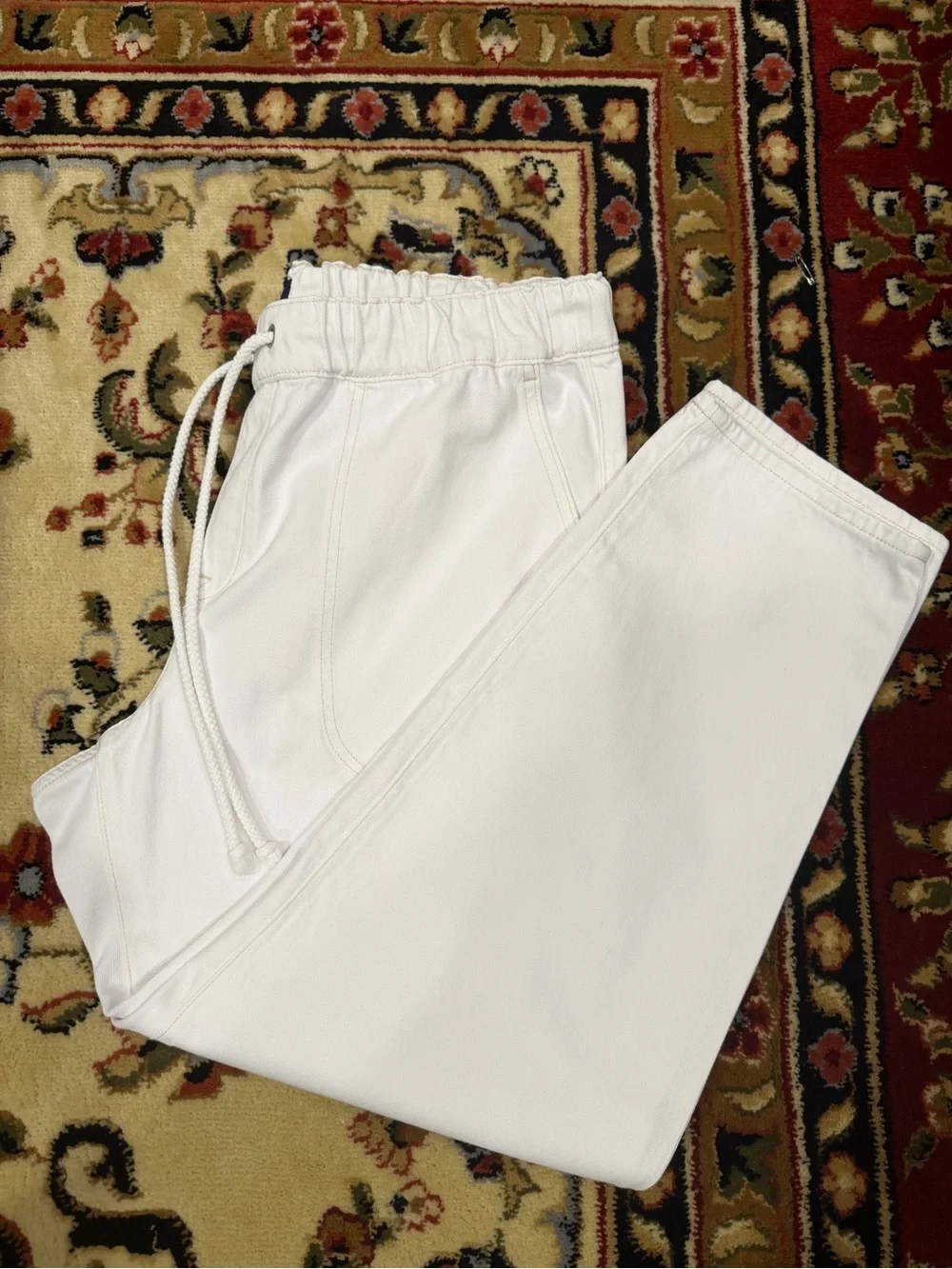 J.Crew White Drawstring Jeans Straight Leg - Picture 6 of 7